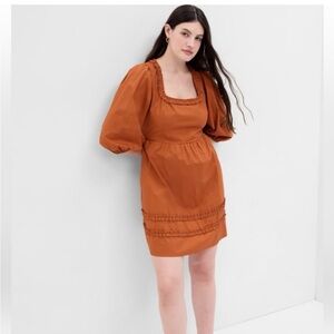 GAP Orange Puff Sleeve Mini Sundress